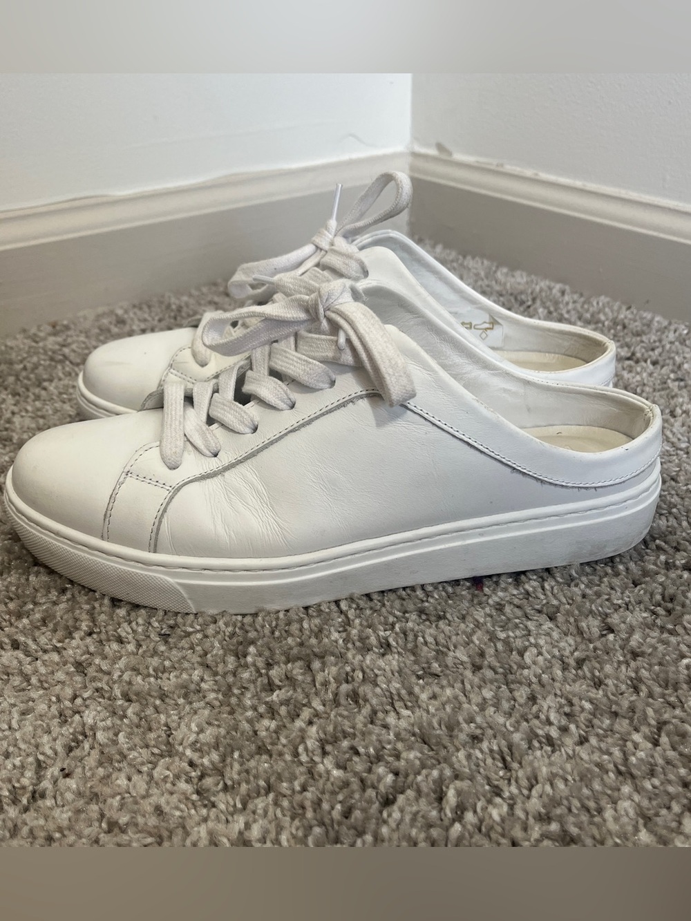 M.GEMI The Palestra Mule Made in Italy White Leather Sneakers Size 37